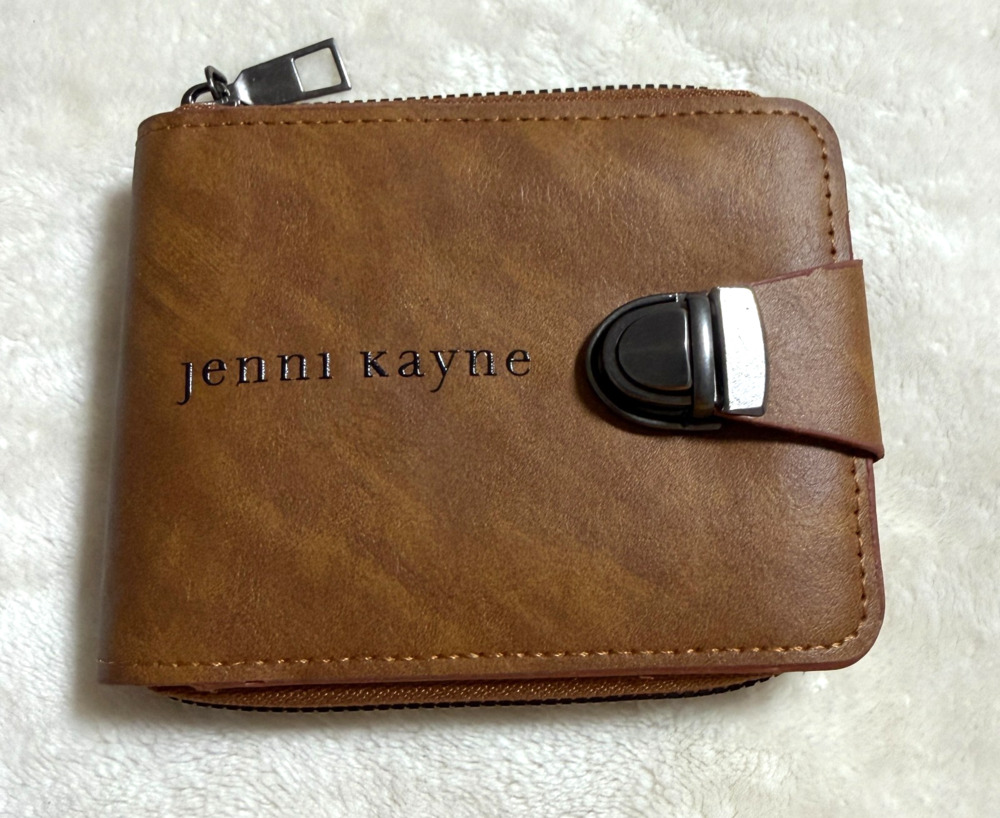 Jenni Kayne Unisex  Light Brown Zip Around Bifold Wallet ID Window Men/Women